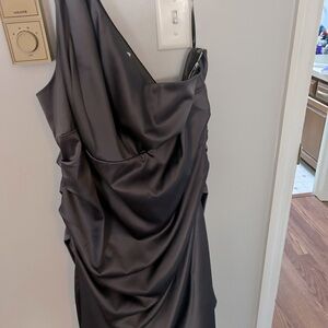 Beautiful Steel Grey Off the Shoulder Evening Dress